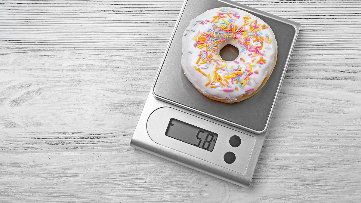 Doughnut on digital scales